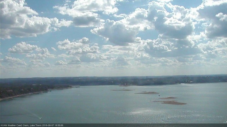 Lake Travis webcam, August 7, 2018 4:00 PM CT