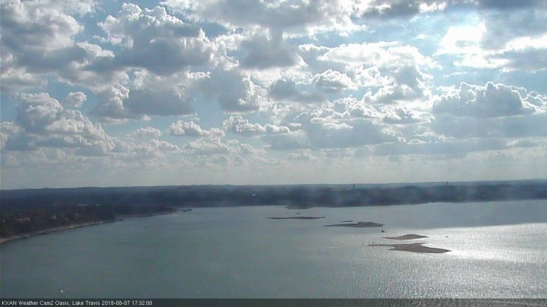 Lake Travis webcam, August 7, 2018 4:35 PM CT