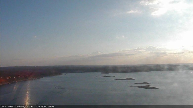 Lake Travis webcam, August 7, 2018 6:40 PM CT