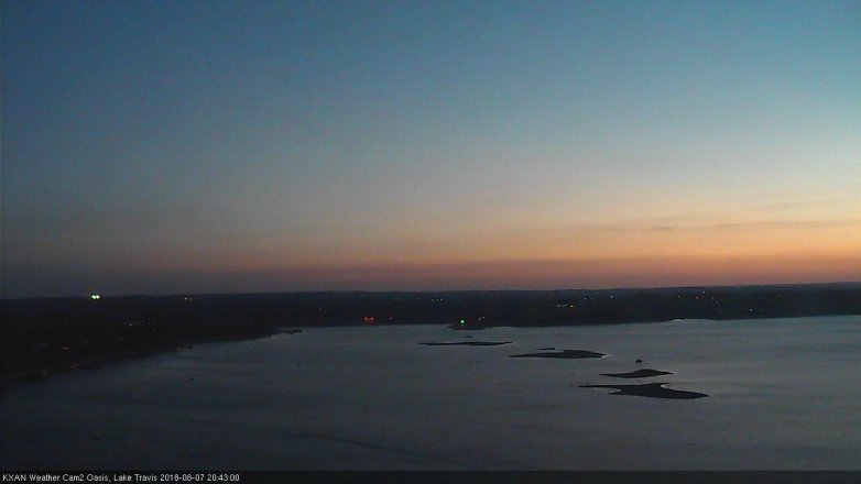 Lake Travis webcam, August 7, 2018 7:45 PM CT