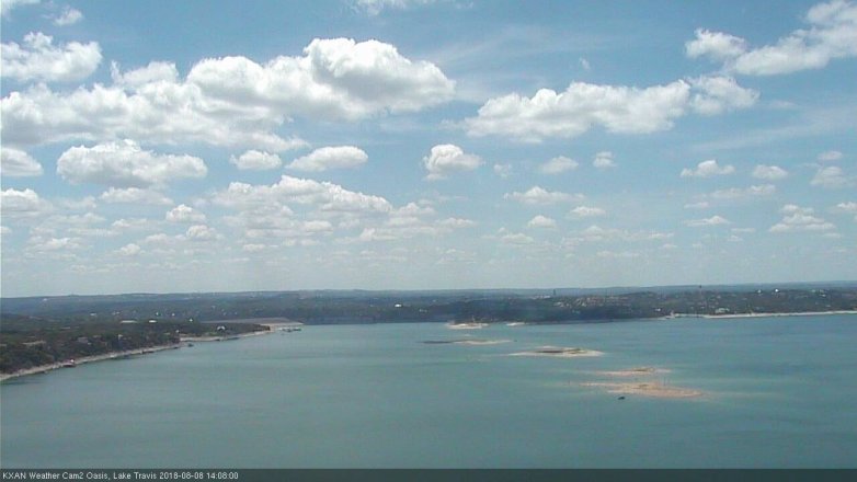 Lake Travis webcam, August 8, 2018 1:10 PM CT