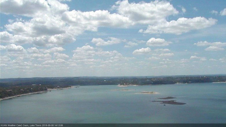 Lake Travis webcam, August 8, 2018 1:15 PM CT