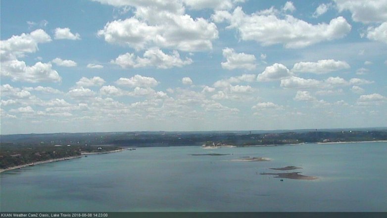Lake Travis webcam, August 8, 2018 1:25 PM CT
