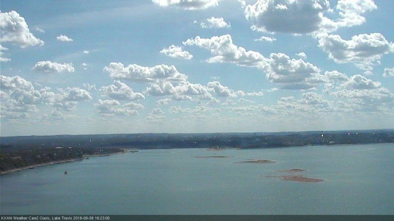 Lake Travis webcam, August 8, 2018 3:25 PM CT