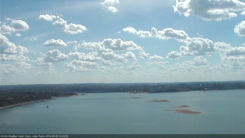 Lake Travis webcam, August 8, 2018 3:30 PM CT