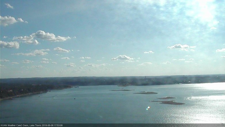 Lake Travis webcam, August 8, 2018 4:55 PM CT