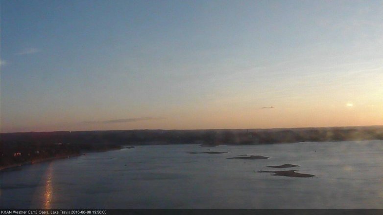 Lake Travis webcam, August 8, 2018 7:00 PM CT