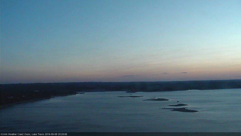 Lake Travis webcam, August 8, 2018 7:30 PM CT