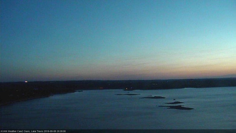 Lake Travis webcam, August 8, 2018 7:40 PM CT