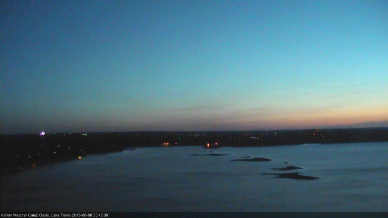 Lake Travis webcam, August 8, 2018 7:50 PM CT