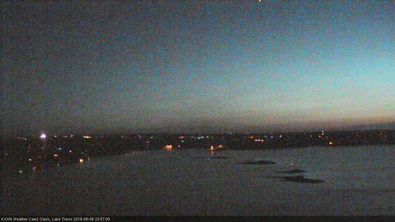 Lake Travis webcam, August 8, 2018 8:00 PM CT