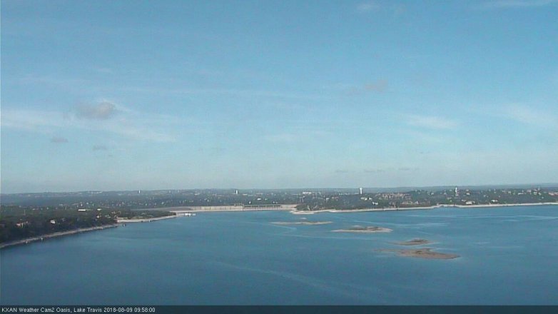 Lake Travis webcam, August 9, 2018 9:00 AM CT