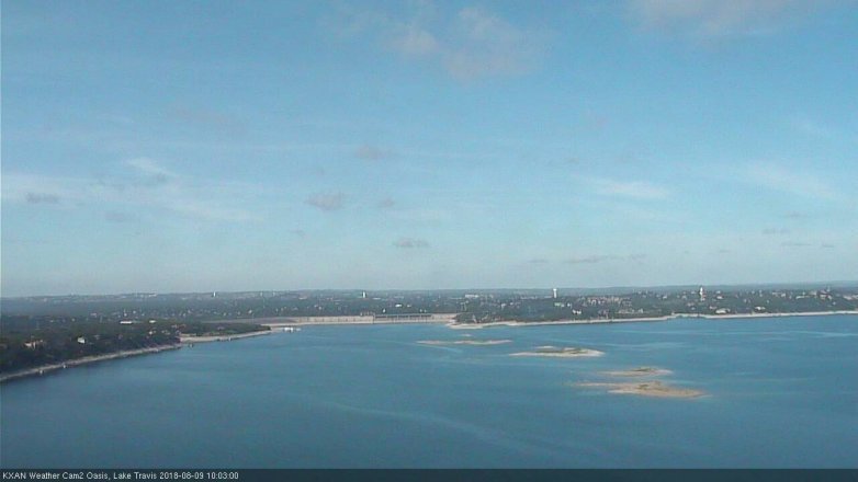 Lake Travis webcam, August 9, 2018 9:05 AM CT