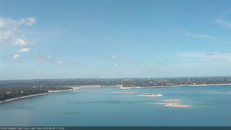 Lake Travis webcam, August 9, 2018 10:20 AM CT
