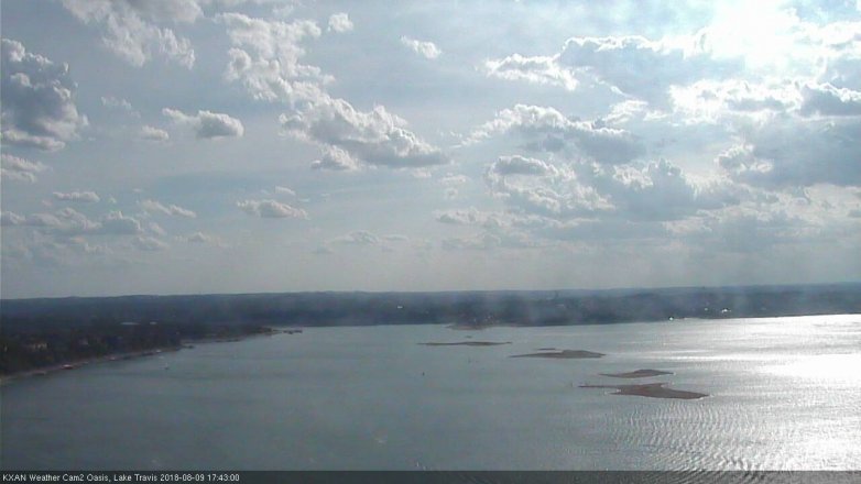 Lake Travis webcam, August 9, 2018 4:45 PM CT