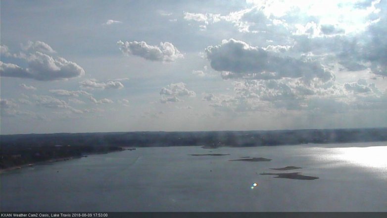 Lake Travis webcam, August 9, 2018 4:55 PM CT