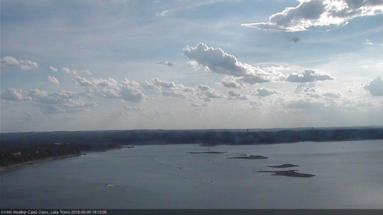 Lake Travis webcam, August 9, 2018 5:20 PM CT