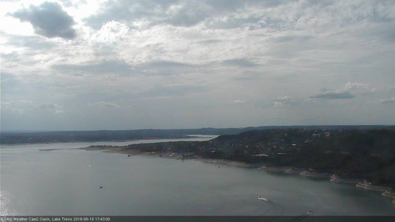 Lake Travis webcam, August 10, 2018 4:45 PM CT
