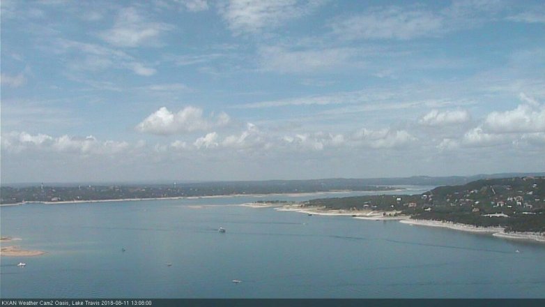 Lake Travis webcam, August 11, 2018 12:10 PM CT