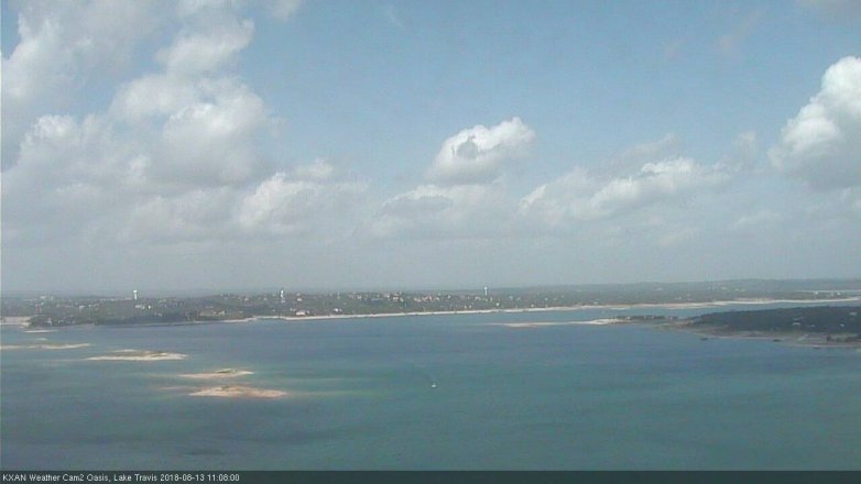 Lake Travis webcam, August 13, 2018 10:10 AM CT