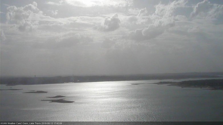 Lake Travis webcam, August 13, 2018 4:45 PM CT