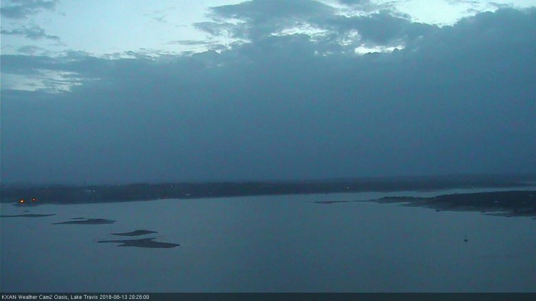 Lake Travis webcam, August 13, 2018 7:30 PM CT