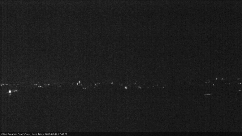 Lake Travis webcam, August 13, 2018 9:50 PM CT