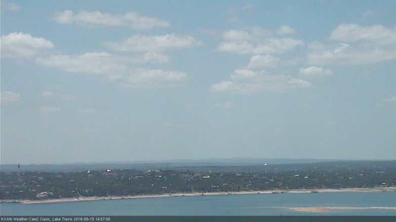 Lake Travis webcam, August 15, 2018 1:10 PM CT