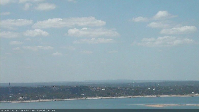Lake Travis webcam, August 15, 2018 1:15 PM CT