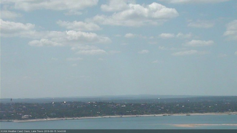 Lake Travis webcam, August 15, 2018 1:45 PM CT