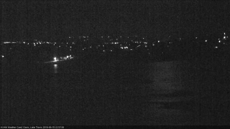 Lake Travis webcam, August 15, 2018 10:00 PM CT