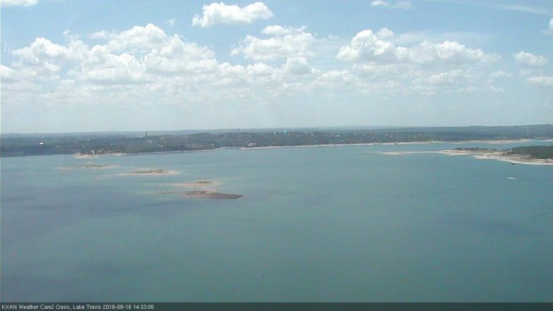 Lake Travis webcam, August 16, 2018 1:35 PM CT