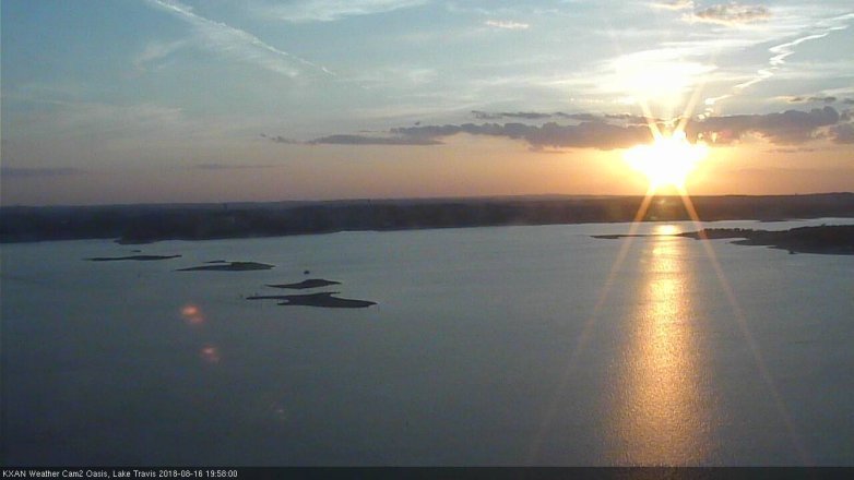 Lake Travis webcam, August 16, 2018 7:00 PM CT