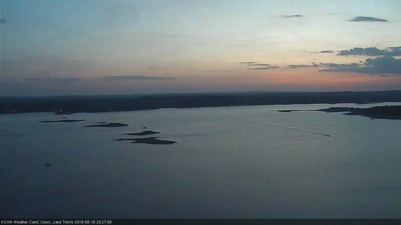 Lake Travis webcam, August 16, 2018 7:30 PM CT