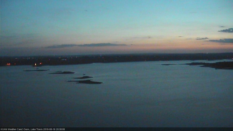 Lake Travis webcam, August 16, 2018 7:40 PM CT