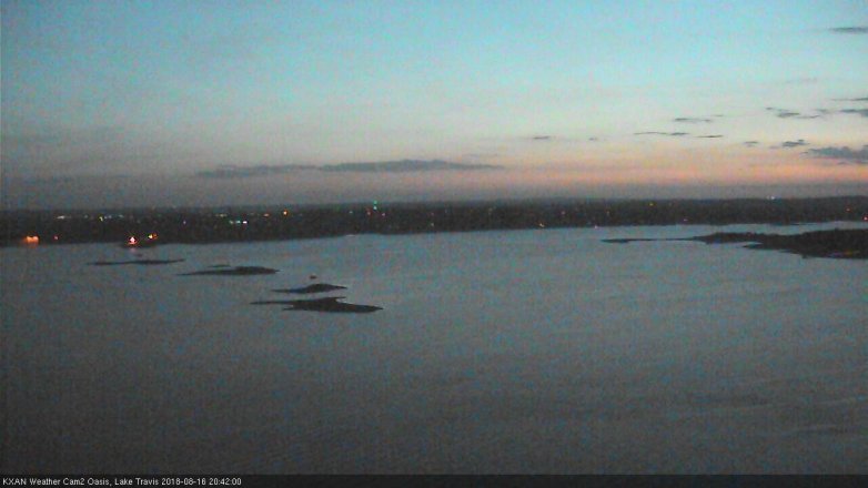 Lake Travis webcam, August 16, 2018 7:45 PM CT
