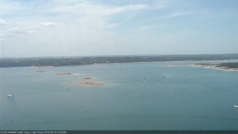 Lake Travis webcam, August 18, 2018 1:35 PM CT