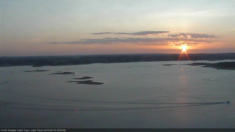Lake Travis webcam, August 18, 2018 7:05 PM CT