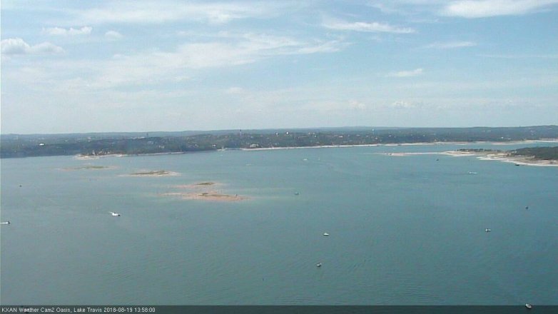Lake Travis webcam, August 19, 2018 1:00 PM CT