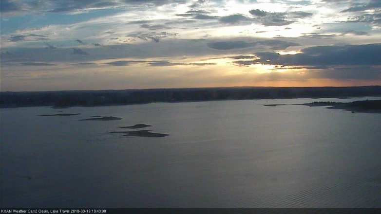 Lake Travis webcam, August 19, 2018 6:45 PM CT