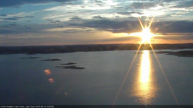 Lake Travis webcam, August 19, 2018 6:55 PM CT