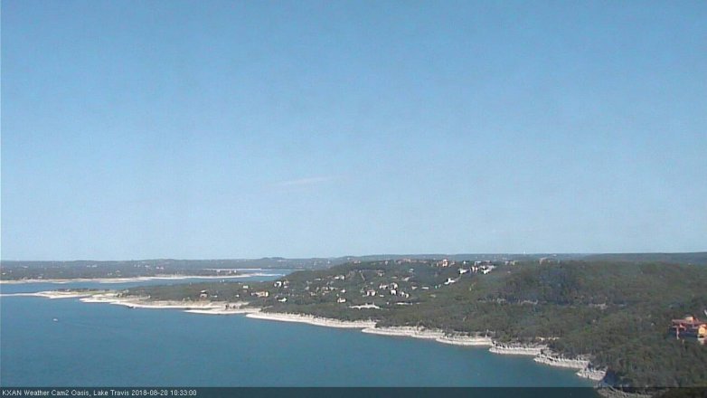 Lake Travis webcam, August 20, 2018 9:35 AM CT