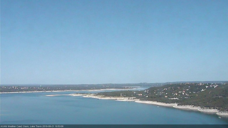 Lake Travis webcam, August 21, 2018 9:55 AM CT