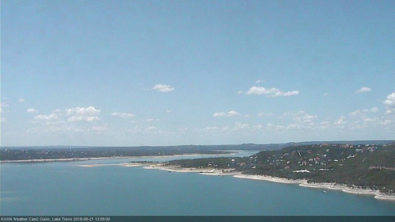 Lake Travis webcam, August 21, 2018 1:00 PM CT