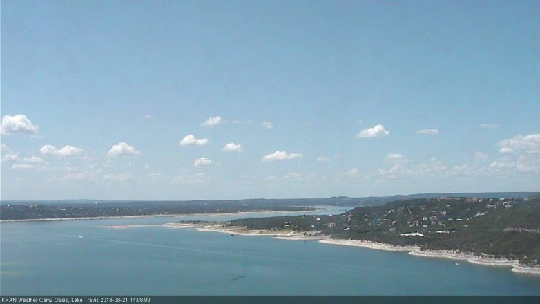 Lake Travis webcam, August 21, 2018 1:10 PM CT