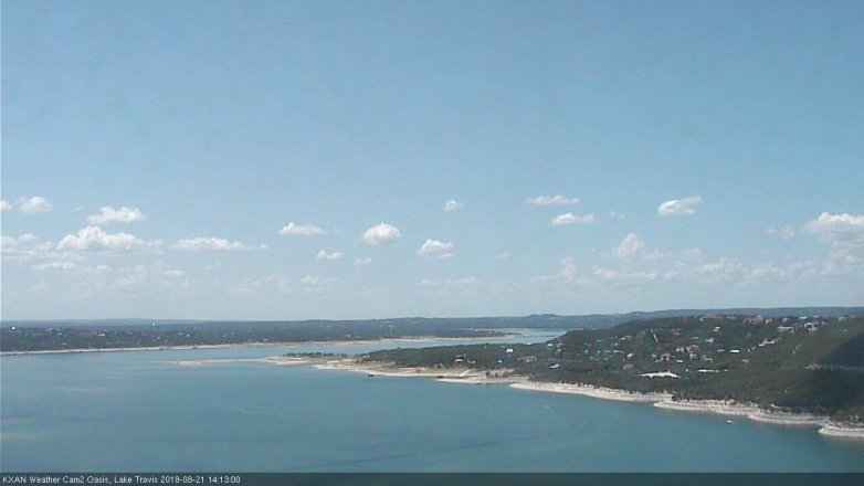 Lake Travis webcam, August 21, 2018 1:15 PM CT