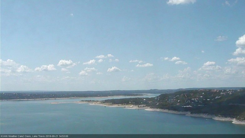 Lake Travis webcam, August 21, 2018 1:55 PM CT