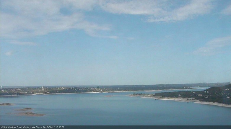 Lake Travis webcam, August 22, 2018 9:10 AM CT