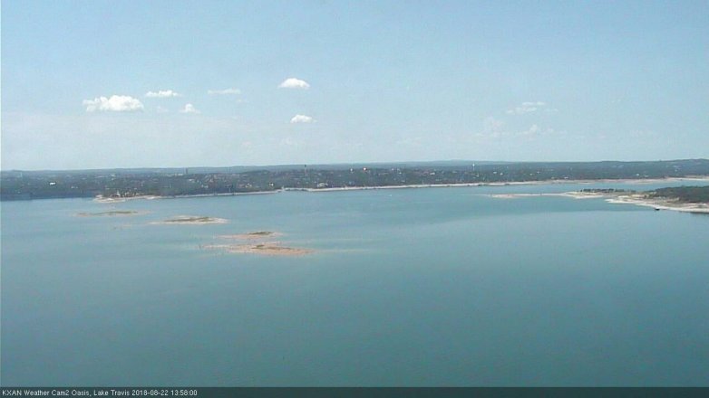 Lake Travis webcam, August 22, 2018 1:00 PM CT