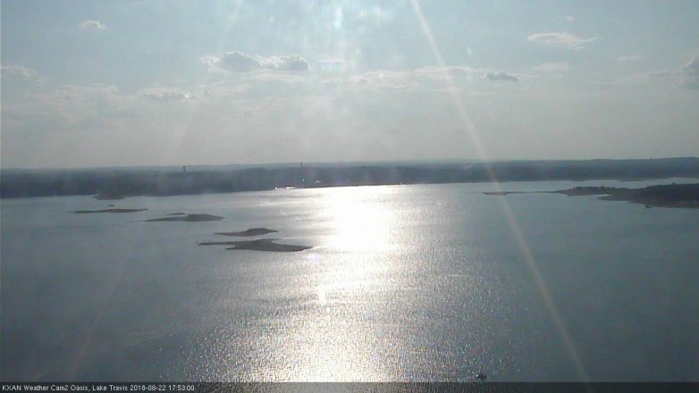 Lake Travis webcam, August 22, 2018 4:55 PM CT